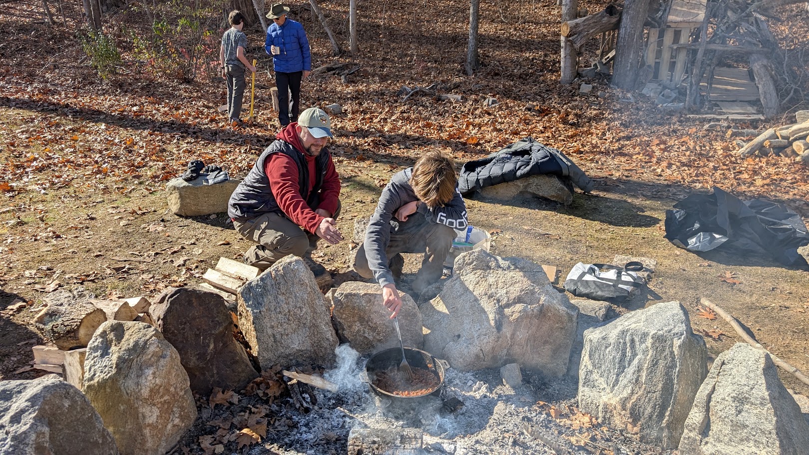 Chili cooking outdoors at Webelos Only Training Weekend Activities (W.O.T.W.A.).